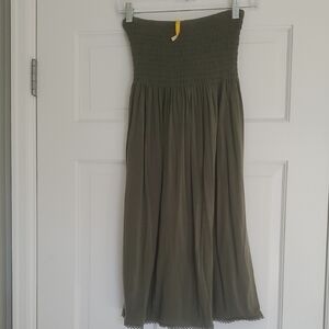LOLE Olive Green Smocked Dress womens sz m